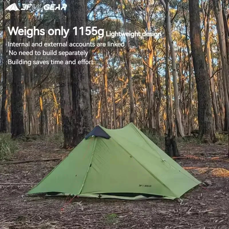 3F UL GEAR LanShan 2 Ultralight Tent Outdoor Camping 2 Person 3/4 Season Professional Waterproof 15D Nylon Rodless Tent Travel