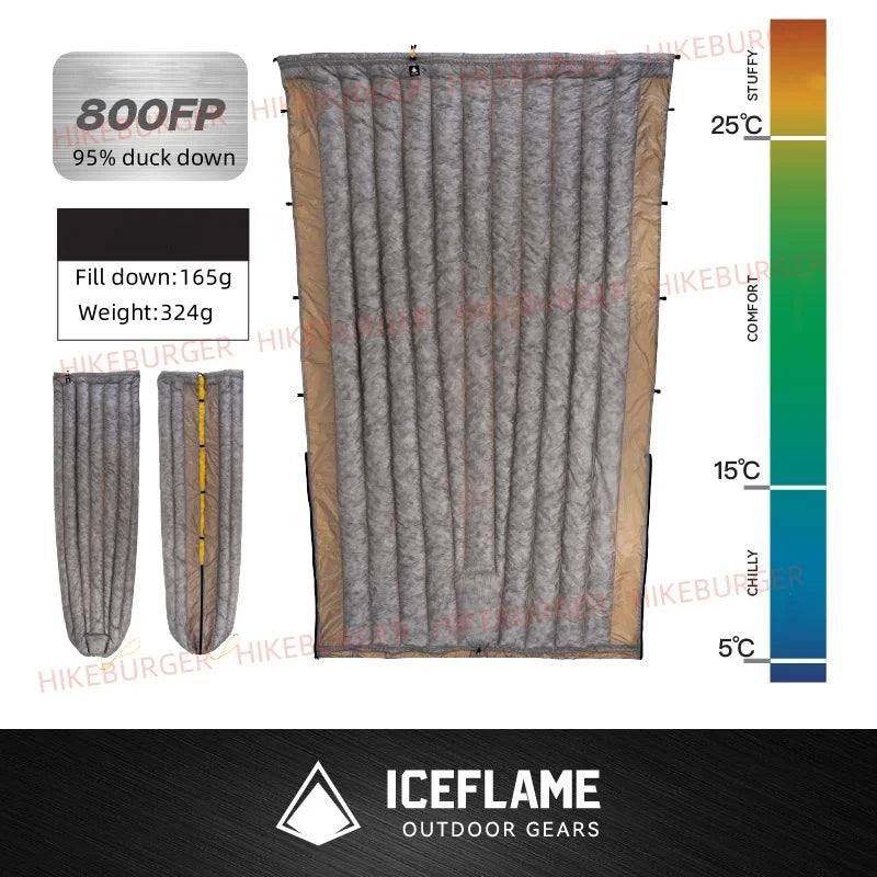 ICE Flame NXT 800FP Down Quilt Outdoor Camping Multifunctional Ultralight New Duck Down Quilt Waterproof Bottomless Sleeping Bag