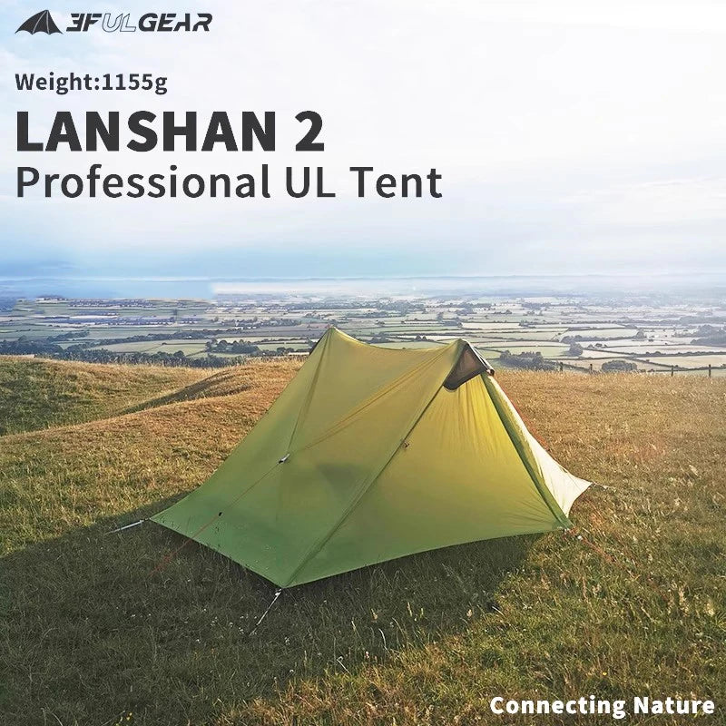 3F UL GEAR LanShan 2 Ultralight Tent Outdoor Camping 2 Person 3/4 Season Professional Waterproof 15D Nylon Rodless Tent Travel